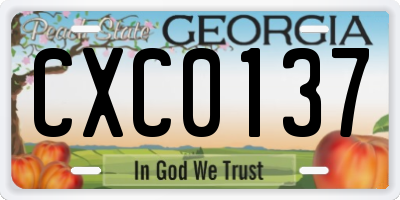 GA license plate CXC0137