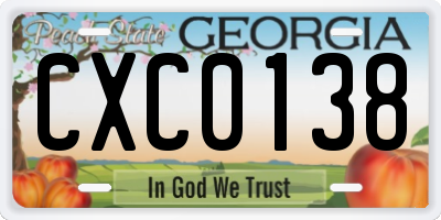 GA license plate CXC0138