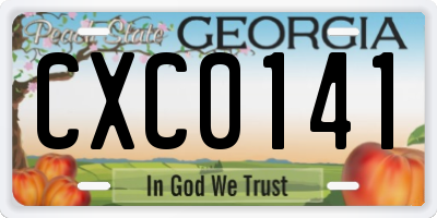 GA license plate CXC0141