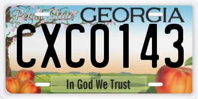 GA license plate CXC0143