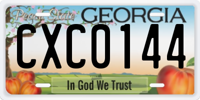 GA license plate CXC0144