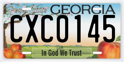GA license plate CXC0145