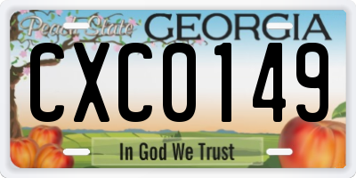 GA license plate CXC0149