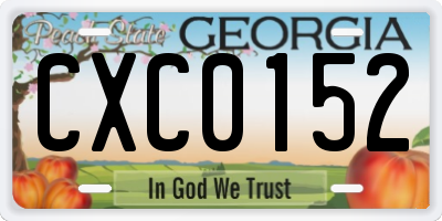 GA license plate CXC0152