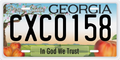 GA license plate CXC0158