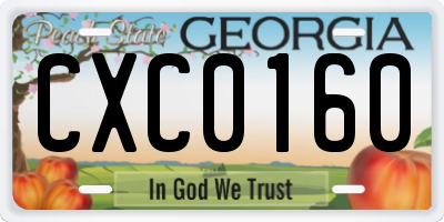 GA license plate CXC0160