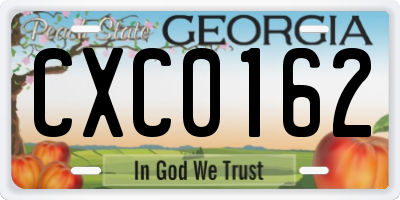 GA license plate CXC0162