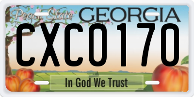 GA license plate CXC0170