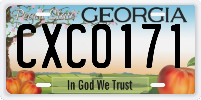 GA license plate CXC0171