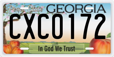 GA license plate CXC0172