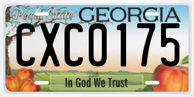 GA license plate CXC0175
