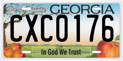 GA license plate CXC0176