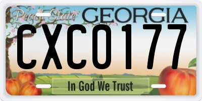 GA license plate CXC0177