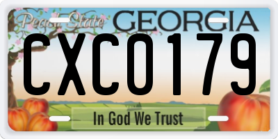 GA license plate CXC0179