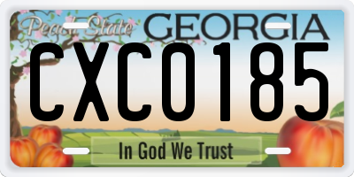 GA license plate CXC0185