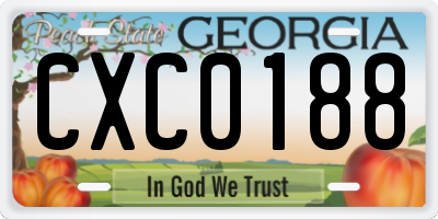 GA license plate CXC0188