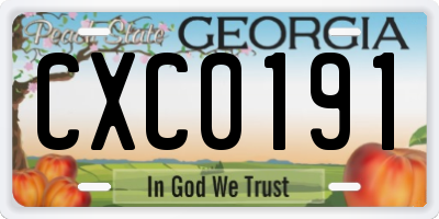 GA license plate CXC0191
