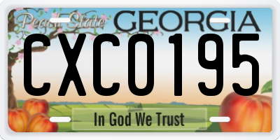 GA license plate CXC0195