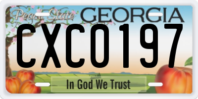 GA license plate CXC0197