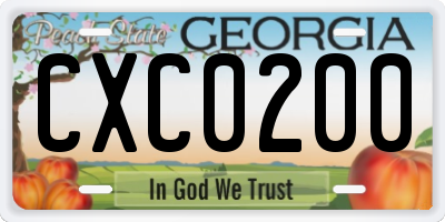 GA license plate CXC0200