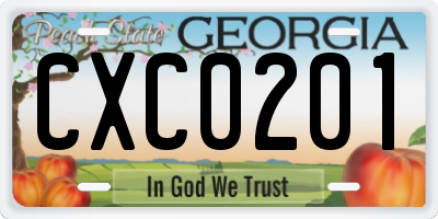 GA license plate CXC0201