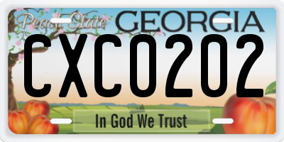 GA license plate CXC0202
