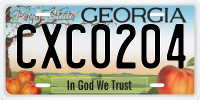 GA license plate CXC0204