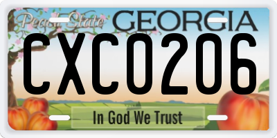 GA license plate CXC0206