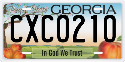 GA license plate CXC0210
