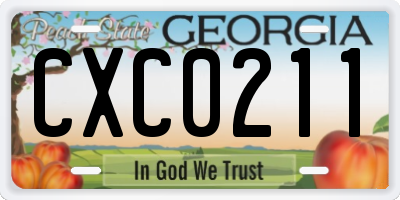 GA license plate CXC0211