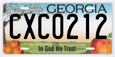 GA license plate CXC0212