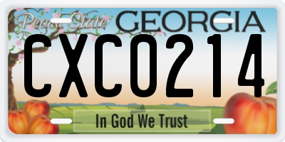 GA license plate CXC0214