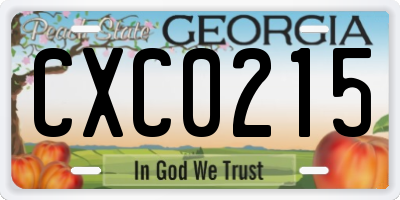 GA license plate CXC0215