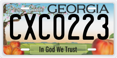 GA license plate CXC0223
