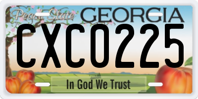 GA license plate CXC0225