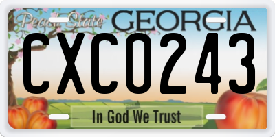 GA license plate CXC0243