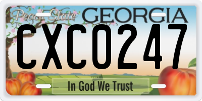 GA license plate CXC0247