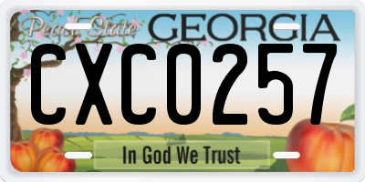 GA license plate CXC0257