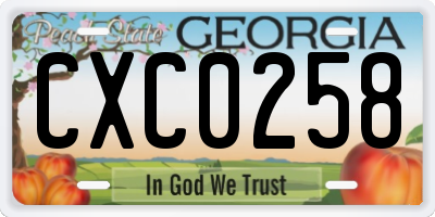 GA license plate CXC0258