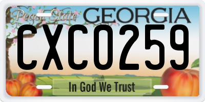 GA license plate CXC0259