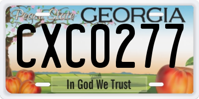 GA license plate CXC0277