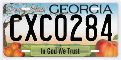 GA license plate CXC0284