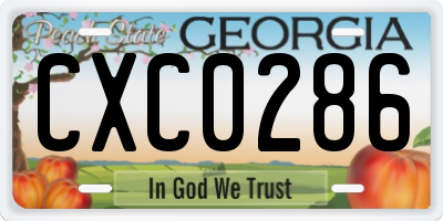 GA license plate CXC0286