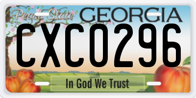 GA license plate CXC0296