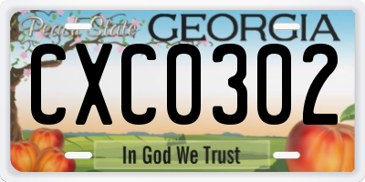 GA license plate CXC0302