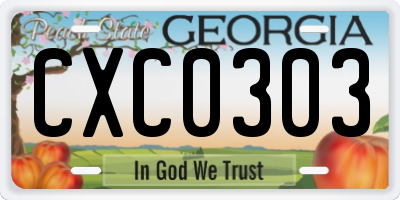 GA license plate CXC0303