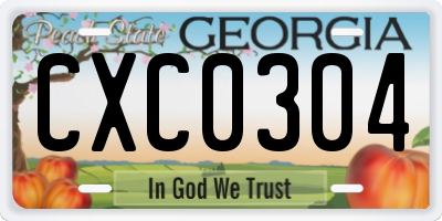 GA license plate CXC0304