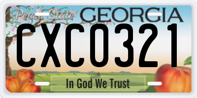 GA license plate CXC0321