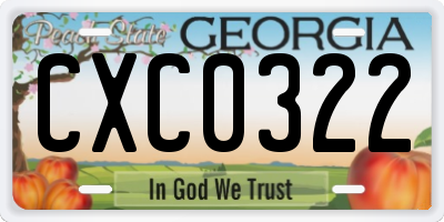 GA license plate CXC0322