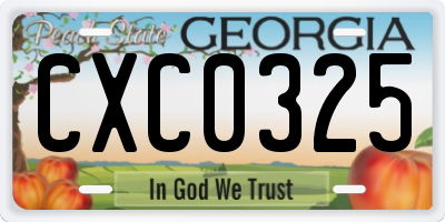 GA license plate CXC0325